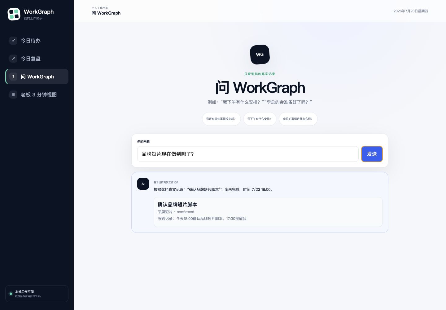 WorkGraph 问答结果及原始输入证据
